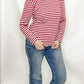 Magenta Striped Knit Top with Shoulder Design