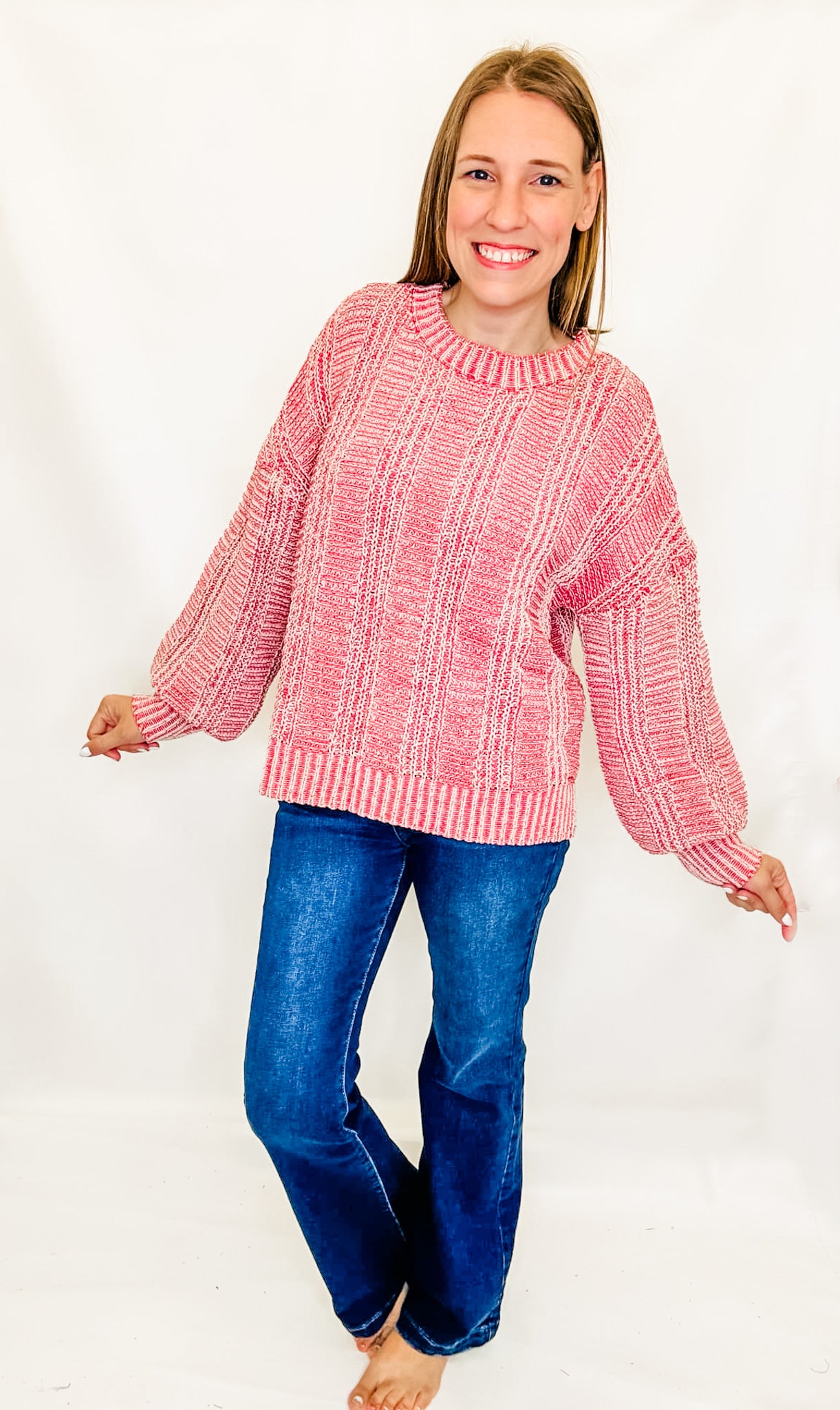 Mauve Two-Tone Knit Sweater