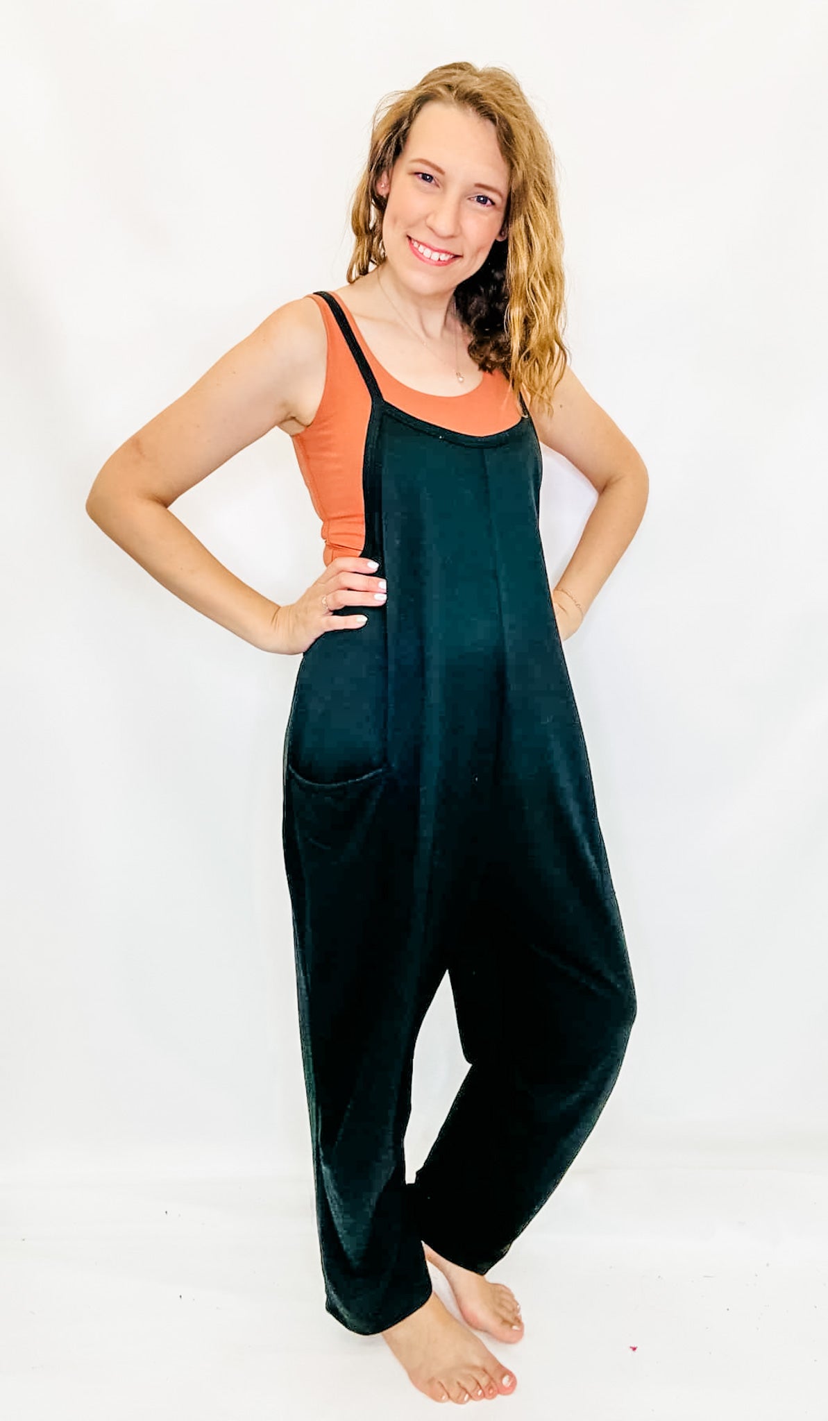 Black, Everyday Sleeveless Terry Jumpsuit
