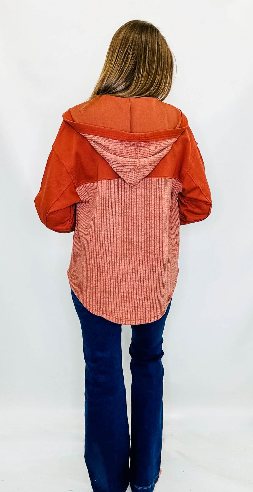 Rust Two-Tone Jacket with Hood