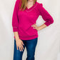 Magenta Knit V-Neck Top