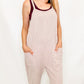 Oatmeal Casual Ribbed Sleeveless Jumpsuit