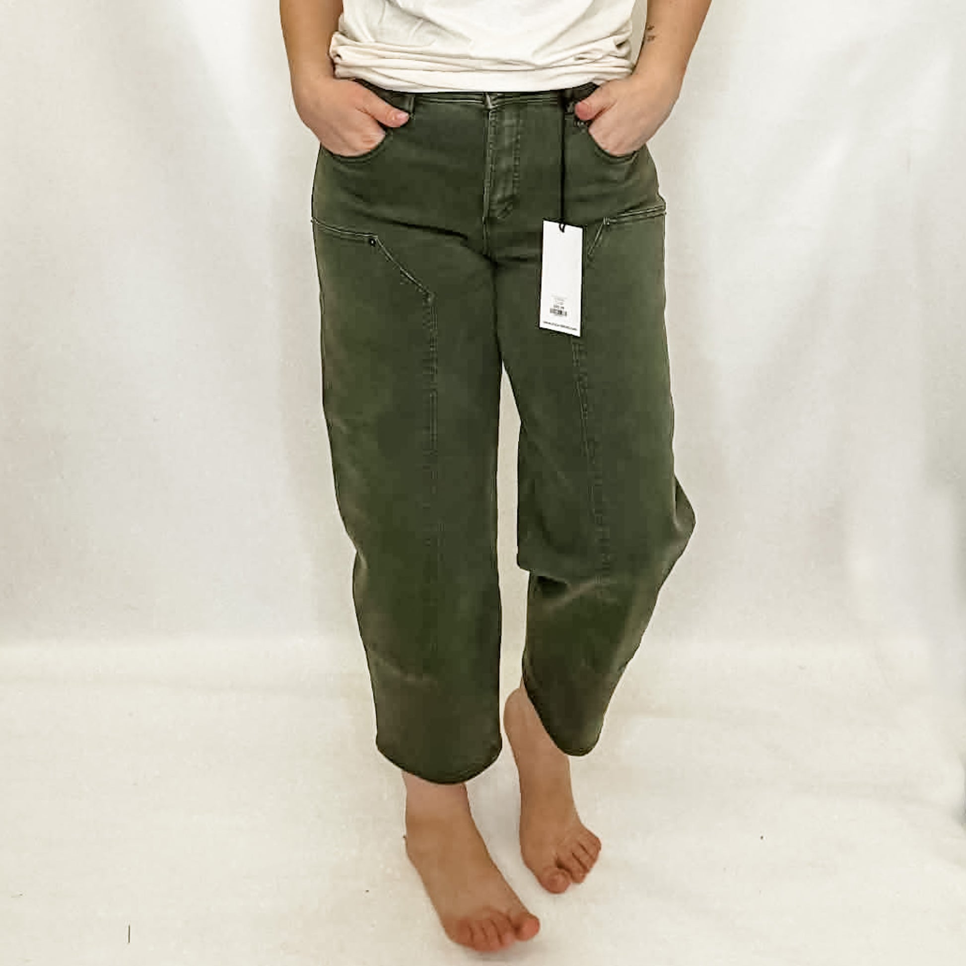 Mica Dark Fern Hi-Rise Ankle Straight Barrel Jeans - MDP-T3577DFA