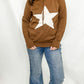 Mocha Brown Star Knit Hoodie Sweater. Heimish brand. S/M or M/L.