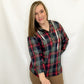 Navy, Green & Red Plaid Hooded Shirt