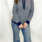 Navy Trimmed Striped Lightweight Hoodie. Staccato.