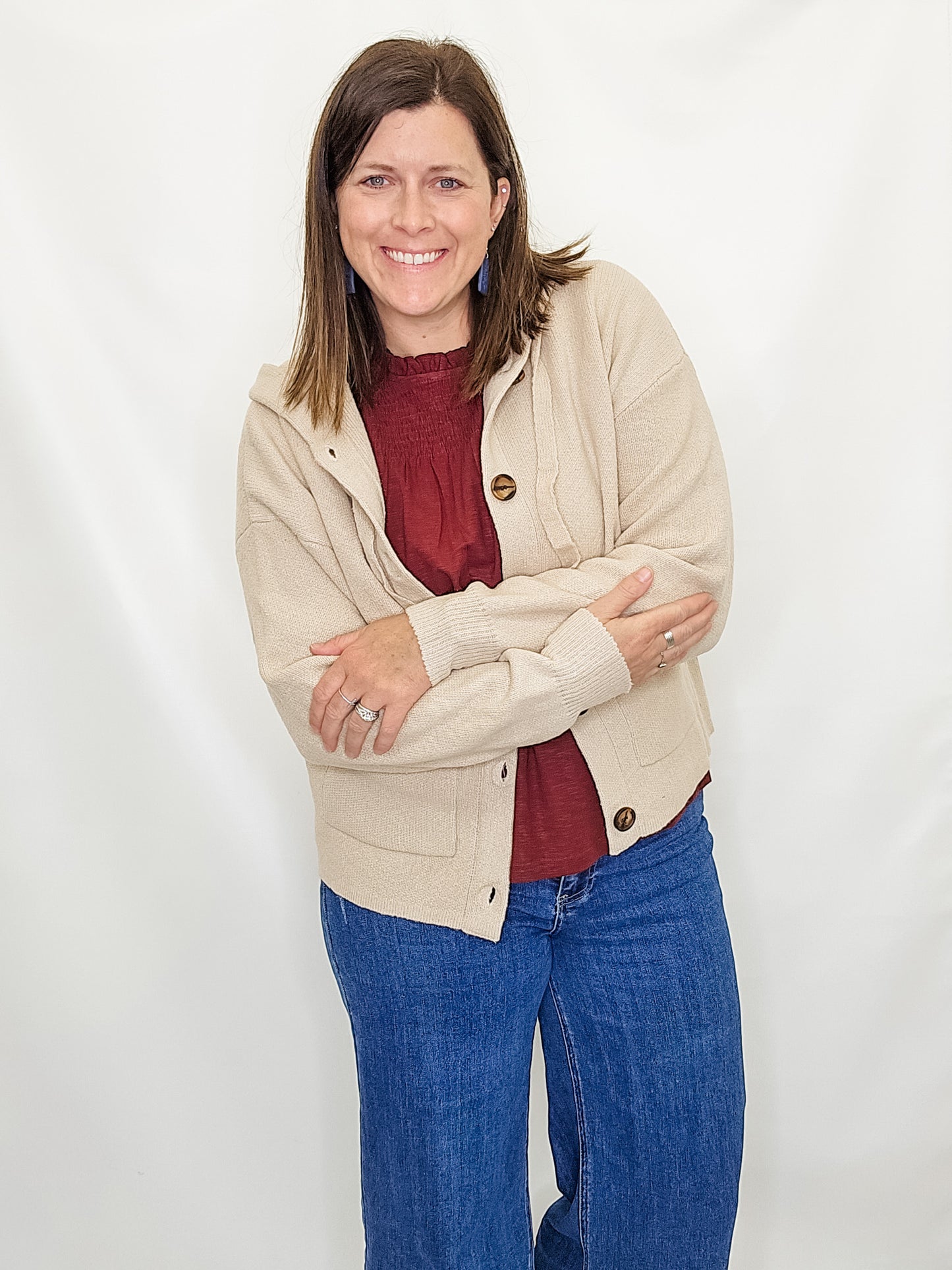 Oatmeal Hooded Sweater Jacket