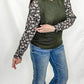 Olive & Floral Print Smocked Cuff Long Sleeve. Dressy. Staccato.
