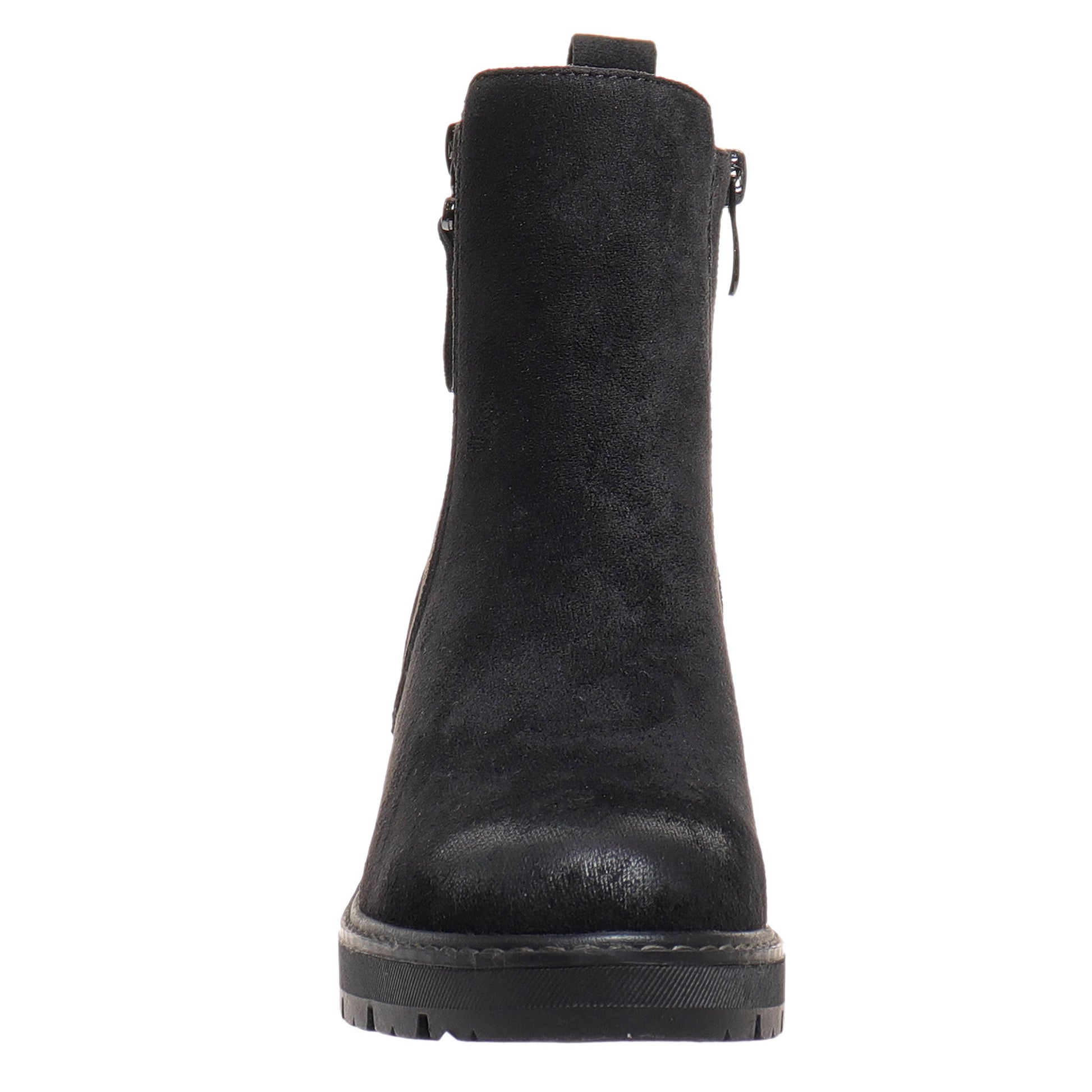 Pierre Dumas Black Everlee-1 Boots. Front view.