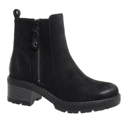 Pierre Dumas Black Everlee-1 Boots. Side view with decorative zipper.