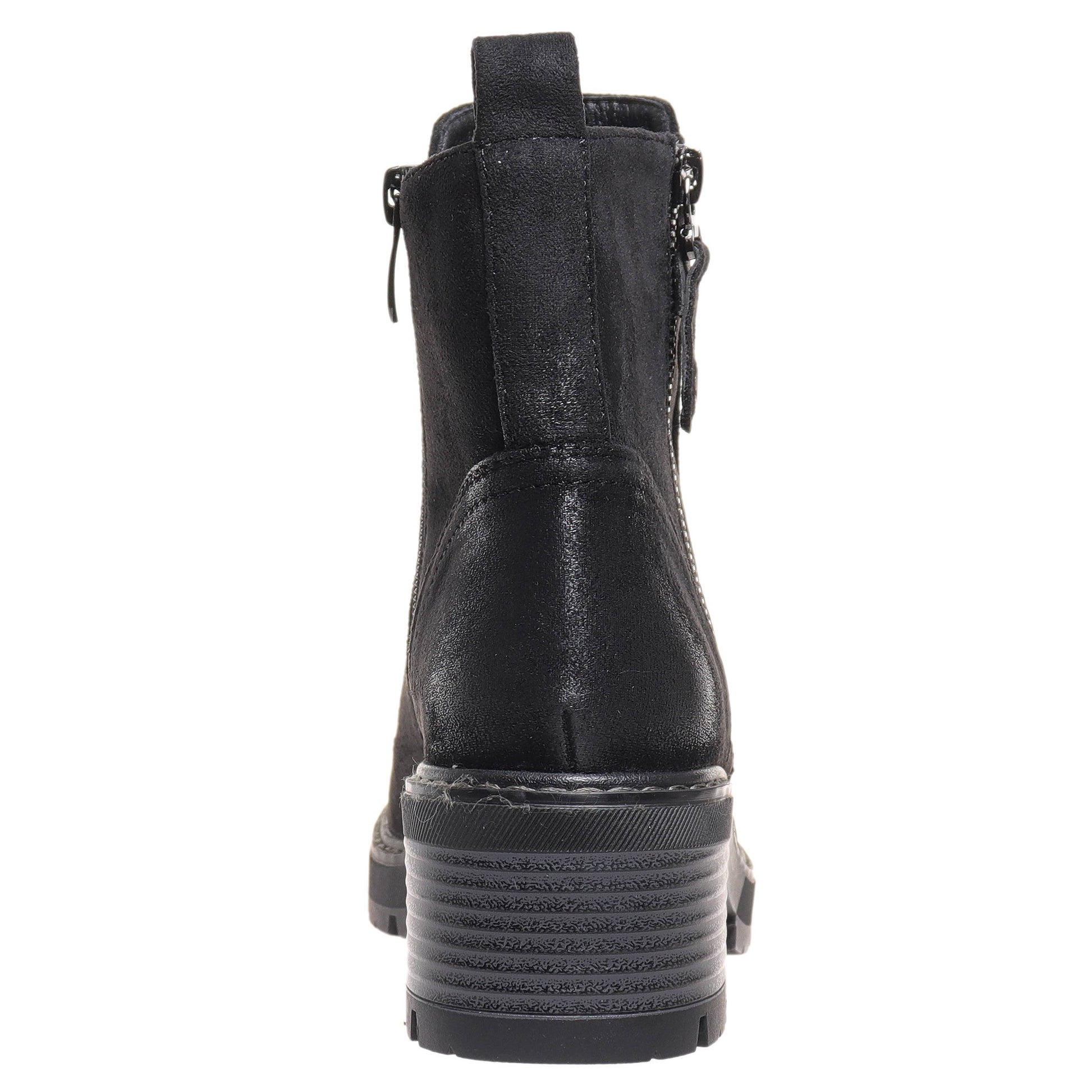 Pierre Dumas Black Everlee-1 Boots. Heel view.