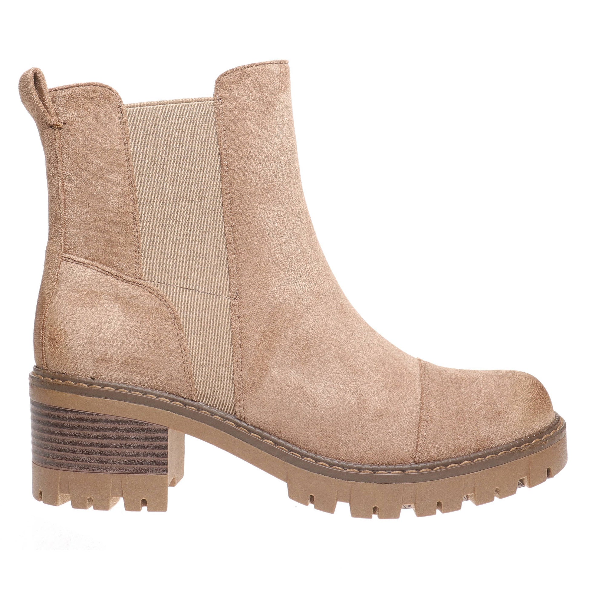 Pierre Dumas Taupe Solo Boots. Side view 2.