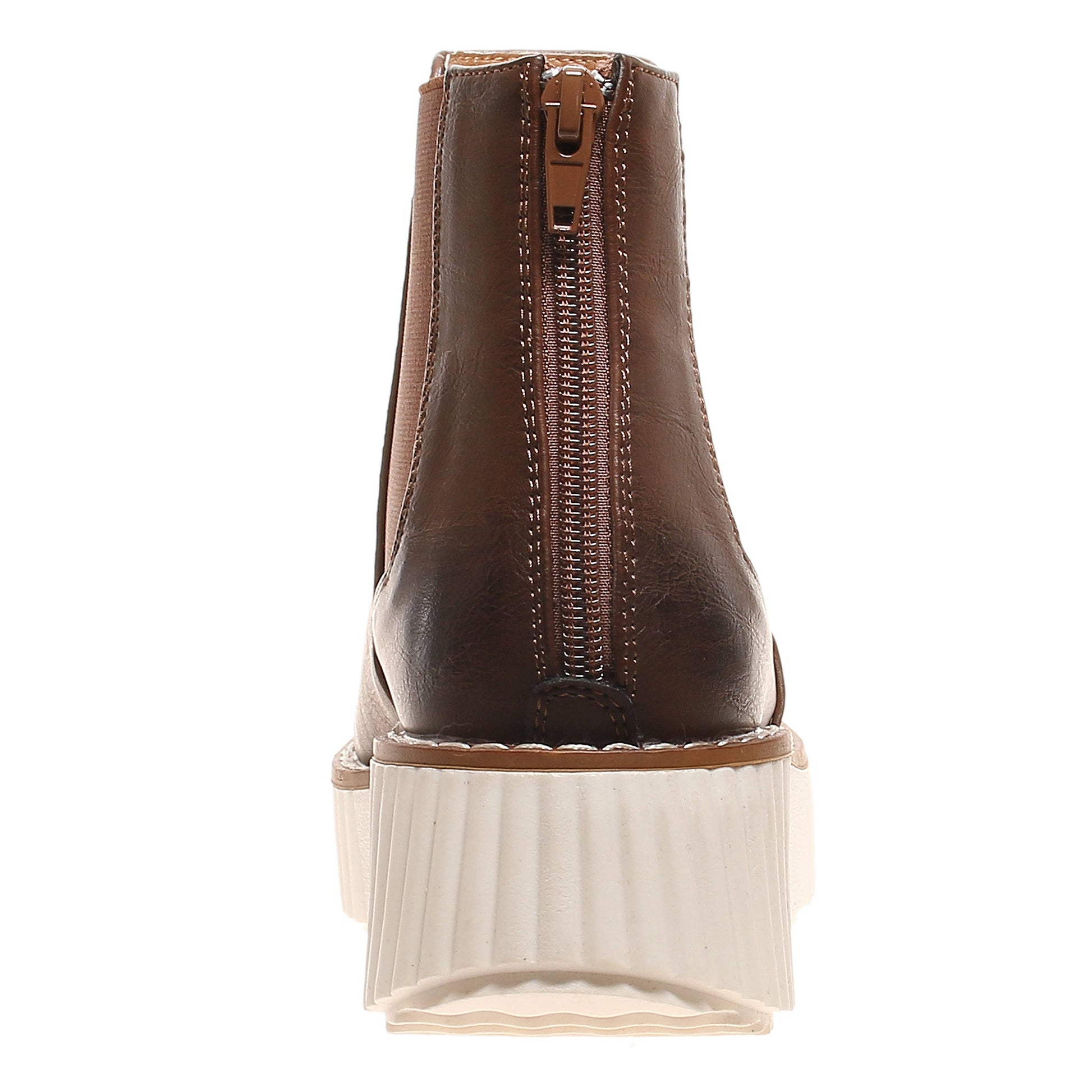 Pierre Dumas Whiskey Brown Sweet 8 Boot Shoe. Back zipper view.