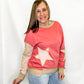 Pink Star Patch Uneven Hem Sweatshirt