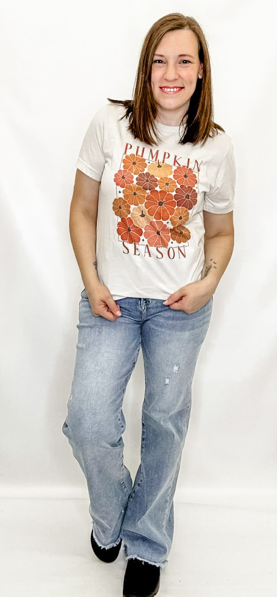 Pumpkin Season Heather Oatmeal Graphic Tee. Bella Canvas. Gourds.