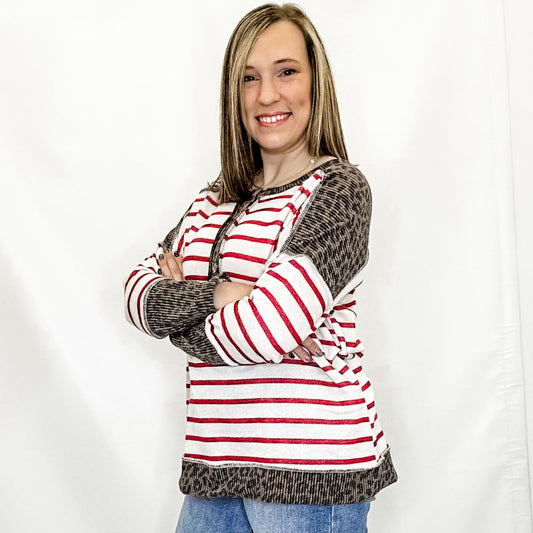Red Stripe & Leopard Long Sleeve