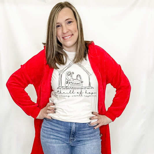 Red Velour Cardigan Jacket