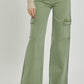 Risen Olive High Rise Wide Leg Cargo Jeans - RDP5488