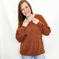 Rust Orange, Textured V-Neck Top from Heimish in Plus size only.