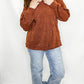 Rust Orange, Textured V-Neck Top from Heimish in Plus sizes only.