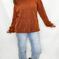 Rust Orange, Textured V-Neck Top from Heimish in Plus sizes only.