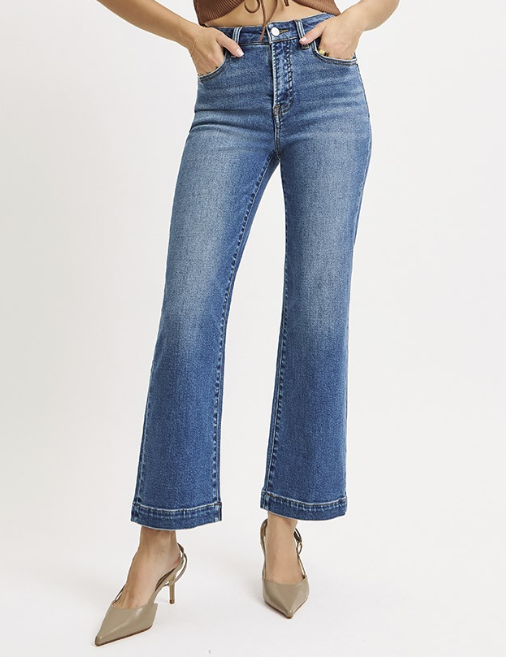 Risen Tummy Control High Rise Crop Straight Jeans - RDP5966