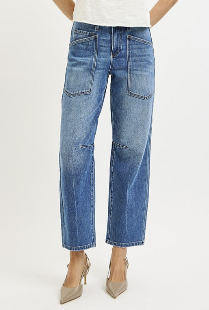 Risen 4 Way Stretch Barrel Patch Pocket Jeans - PGA21430