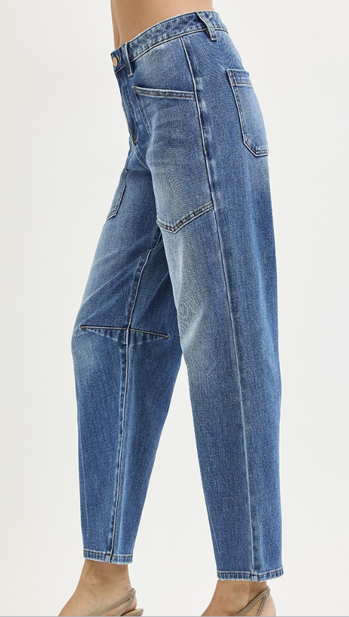 Risen 4 Way Stretch Barrel Patch Pocket Jeans - PGA21430