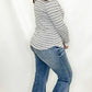 White & Gray Knit Design Long Sleeve Top. Layering top. Staccato.