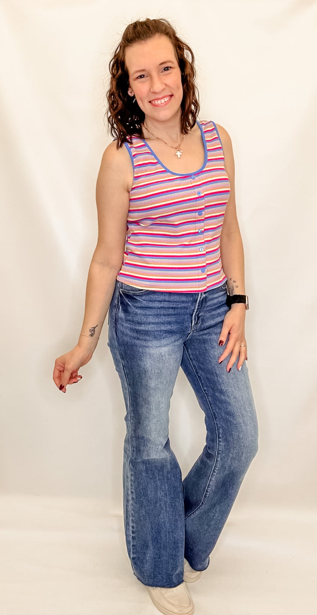 Colorful Stripe Ribbed Tank Top - Variety