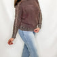 Dark Brown Contrast Cable Knit Sweater