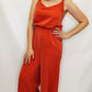 Rose Clay Elastic Waist Jumpsuit