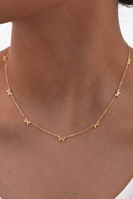 18K Stainless Steel Gold Bow Necklace