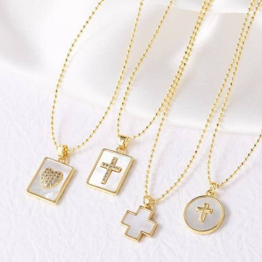 Gold Rectangle Rhinestone Pendant Necklace - Variety