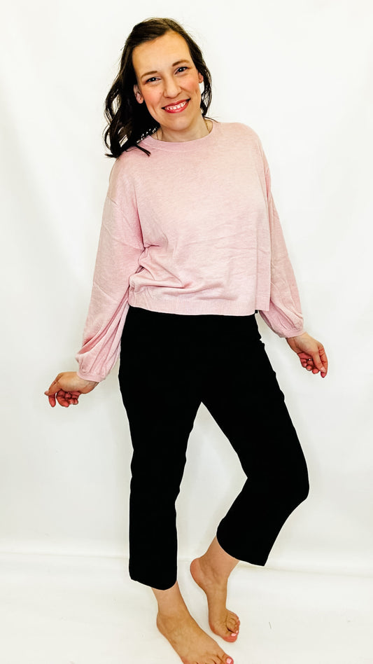 Tribal Audrey Pull-On Straight Crop Jeans in Black
