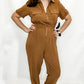 Caramel Brown, Short Sleeve Jumpsuit