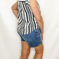 Navy & White Striped Flutter Sleeve Blouse
