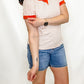 Orange & Ivory Striped Short Sleeve Top