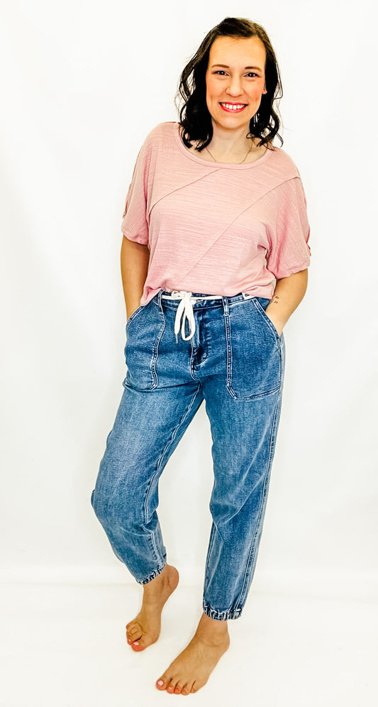 Judy Blue High Waisted Denim Joggers - JB88948
