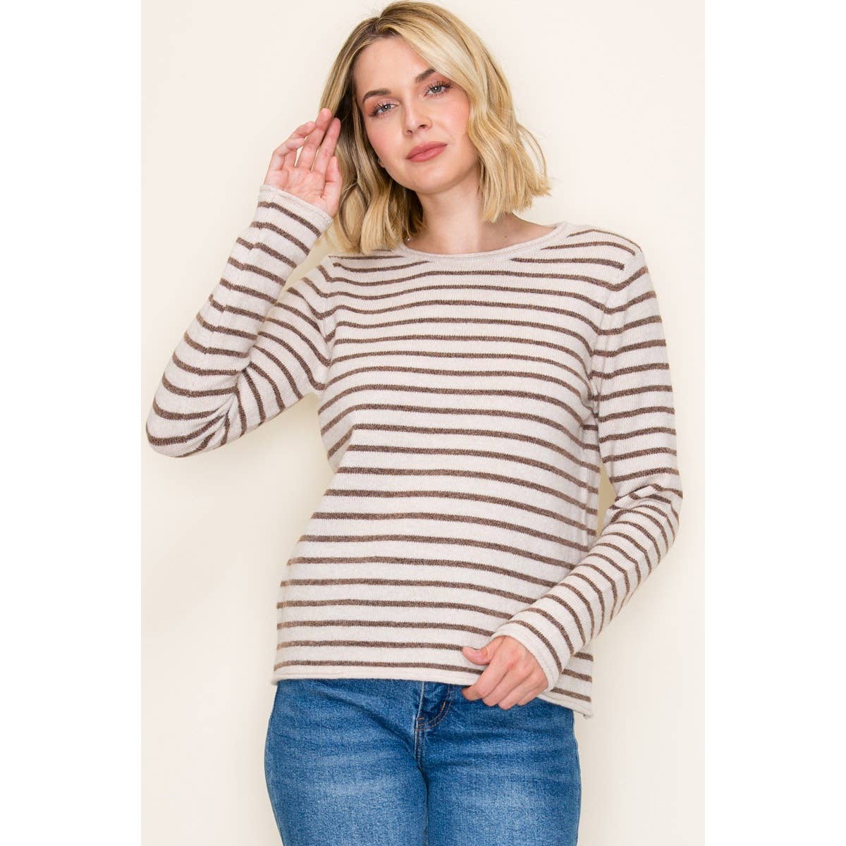 Copper & Taupe Stripe Super Soft Sweater