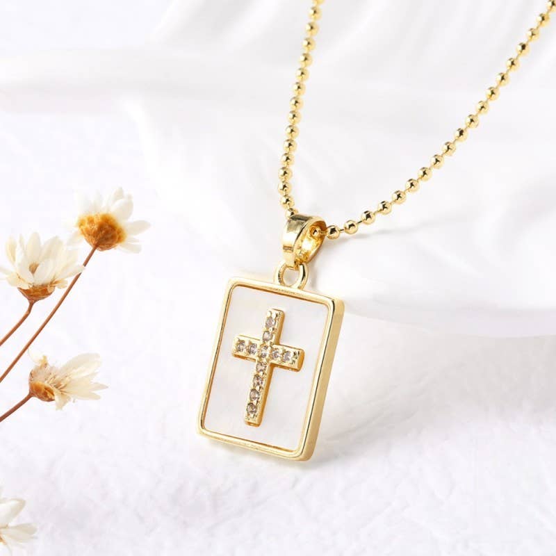 Gold Rectangle Rhinestone Pendant Necklace - Variety