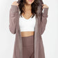 Brown, Butter Fleece Hoodie Cardigan