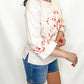 Beige Flower Patch Graphic Top