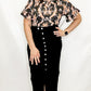 Black Washed Out Button Fly Denim Skirt
