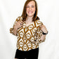 Olive or Brown Tribal Print V-Neck Blouse
