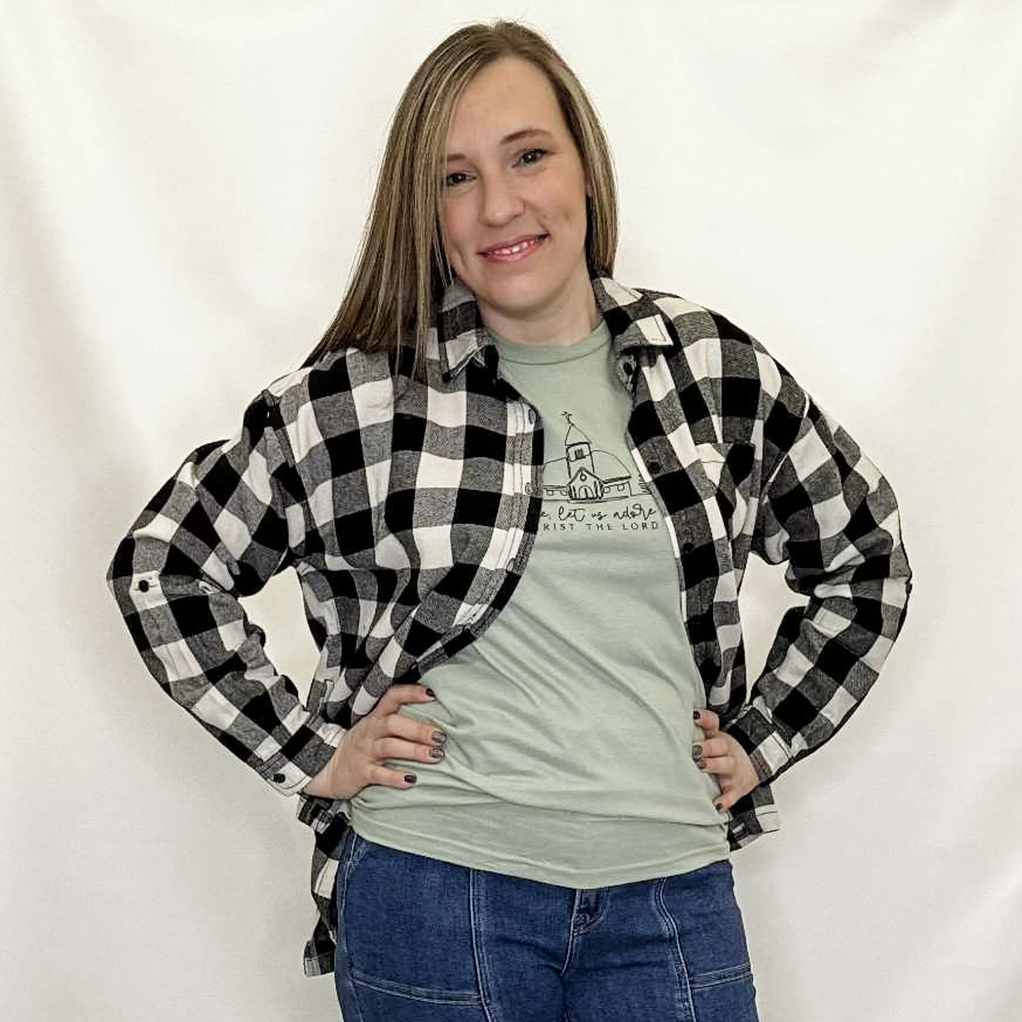 Oh Come Let Us Adore Him Holiday Graphic Tee