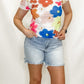 Multicolor Floral Mesh Short Sleeve Top