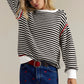 Black & White Striped Sweater with Red Accents