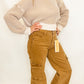 Risen Mocha High Rise Wide Cargo Pocket Jeans - RDP5488
