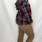 Navy, Green & Red Plaid Hooded Shirt